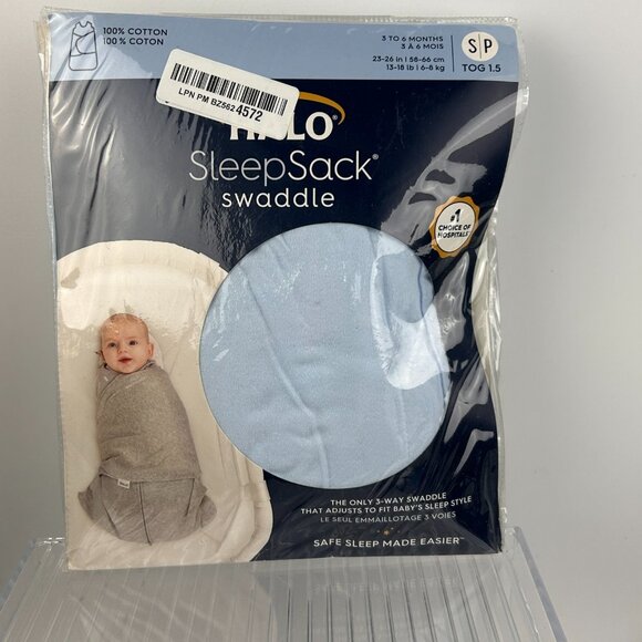 HALO SleepSack Swaddle 100% Cotton Baby Blue Wrap Style Small 3-6 Mos TOG 1.5 - Picture 1 of 7